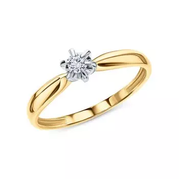 Золотое кольцо с бриллиантами природными