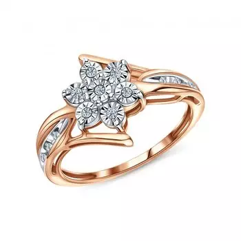 Золотое кольцо с бриллиантами природными