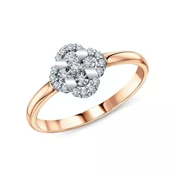 Золотое кольцо с бриллиантами природными