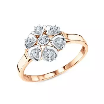 Золотое кольцо с бриллиантами природными