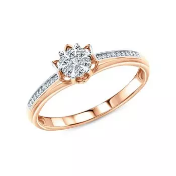 Золотое кольцо с бриллиантами природными