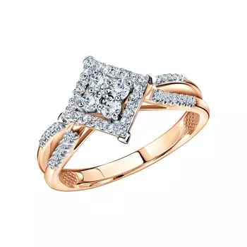 Золотое кольцо с бриллиантами природными