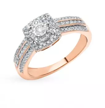 Золотое кольцо с бриллиантами природными