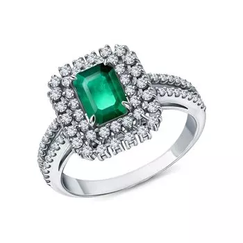 Золотое кольцо с бриллиантами природными и изумрудами природными