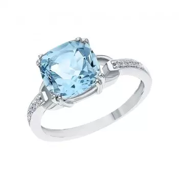 Золотое кольцо с бриллиантами природными и топазами природными