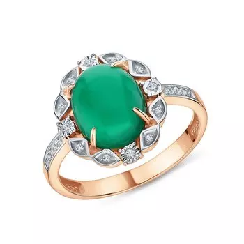 Золотое кольцо с бриллиантами природными и агатами природными