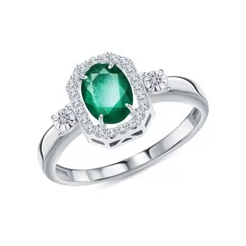 Золотое кольцо с бриллиантами природными и изумрудами природными