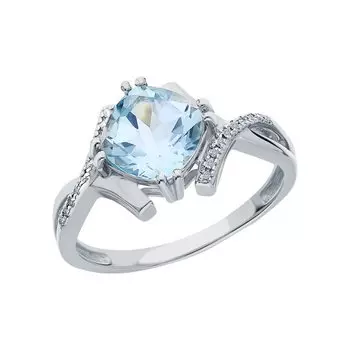 Золотое кольцо с бриллиантами природными и топазами природными