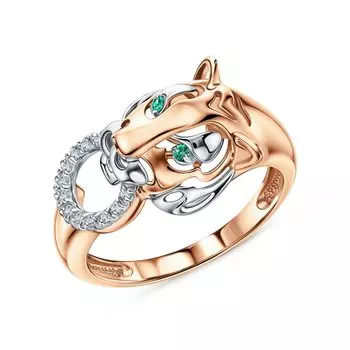 Золотое кольцо с бриллиантами природными и изумрудами природными