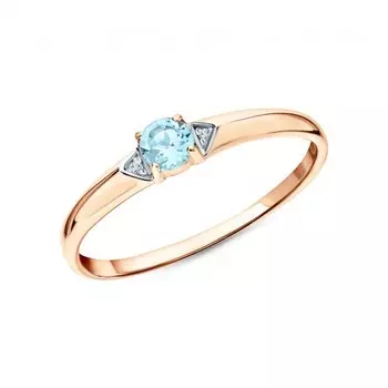 Золотое кольцо с бриллиантами природными и топазами природными