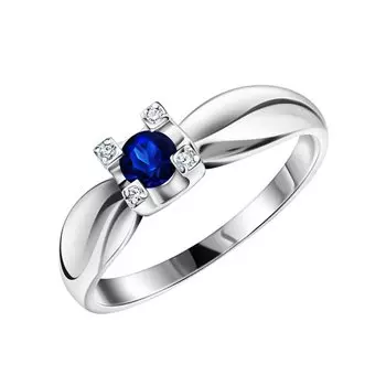 Золотое кольцо с бриллиантами природными и сапфирами природными