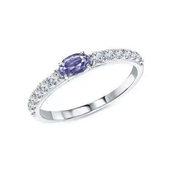 Золотое кольцо с бриллиантами природными и танзанитами природными