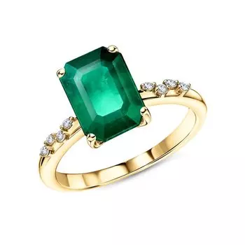 Золотое кольцо с бриллиантами природными и изумрудами природными