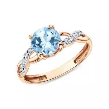 Золотое кольцо с бриллиантами природными и топазами природными