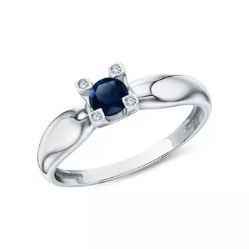 Золотое кольцо с бриллиантами природными и сапфирами природными