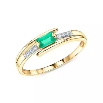 Золотое кольцо с бриллиантами природными и изумрудами природными