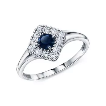 Золотое кольцо с бриллиантами природными и сапфирами природными