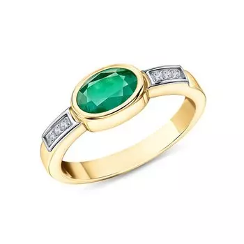 Золотое кольцо с бриллиантами природными и изумрудами природными
