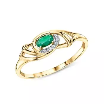 Золотое кольцо с бриллиантами природными и изумрудами природными