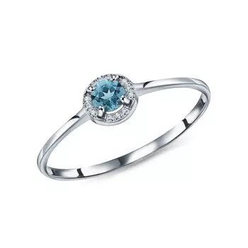 Золотое кольцо с бриллиантами природными и топазами природными