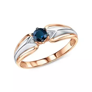 Золотое кольцо с бриллиантами природными и сапфирами природными