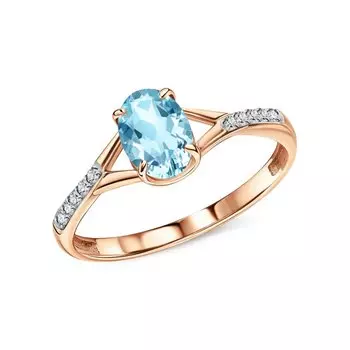 Золотое кольцо с бриллиантами природными и топазами природными