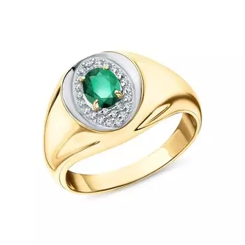 Золотое кольцо с бриллиантами природными и изумрудами природными