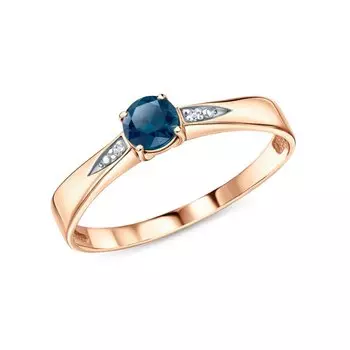 Золотое кольцо с бриллиантами природными и топазами природными