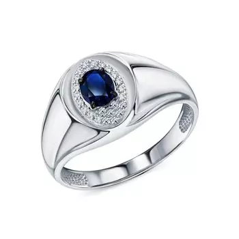 Золотое кольцо с бриллиантами природными и сапфирами природными