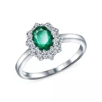 Золотое кольцо с бриллиантами природными и изумрудами природными