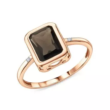 Золотое кольцо с бриллиантами природными и кварцами природными