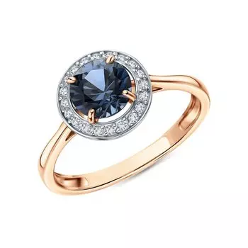 Золотое кольцо с бриллиантами природными и александритом выращенным