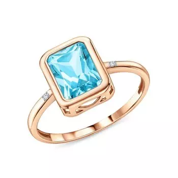 Золотое кольцо с бриллиантами природными и топазами природными