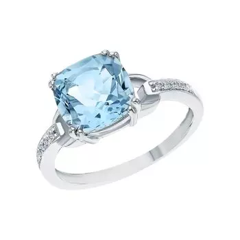 Золотое кольцо с бриллиантами природными и топазами природными