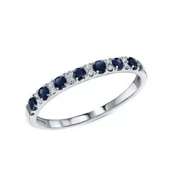 Золотое кольцо с бриллиантами природными и сапфирами природными