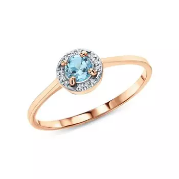 Золотое кольцо с бриллиантами природными и топазами природными