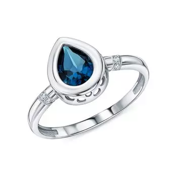 Золотое кольцо с бриллиантами природными и топазами природными