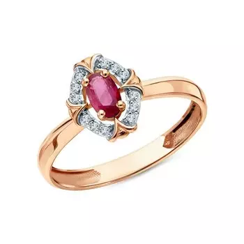 Золотое кольцо с бриллиантами природными и рубинами природными