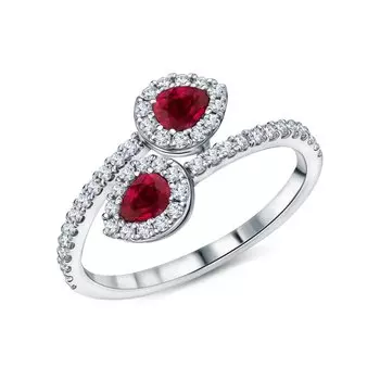 Золотое кольцо с бриллиантами природными и рубинами природными