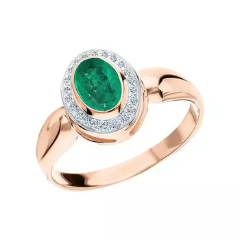 Золотое кольцо с бриллиантами природными и изумрудами природными