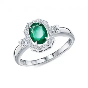 Золотое кольцо с бриллиантами природными и изумрудами природными