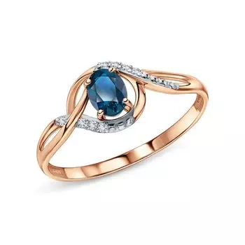 Золотое кольцо с бриллиантами природными и топазами природными