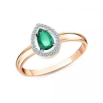 Золотое кольцо с бриллиантами природными и изумрудами природными