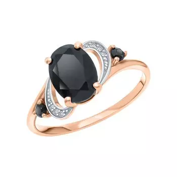 Золотое кольцо с бриллиантами природными и шпинелями природными