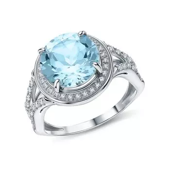 Золотое кольцо с бриллиантами природными и топазами природными