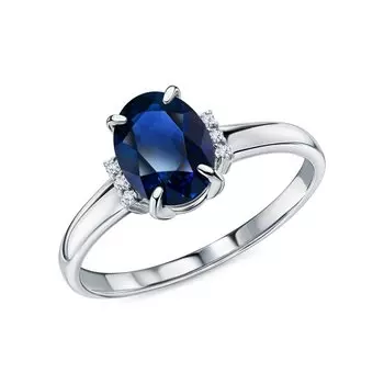 Золотое кольцо с бриллиантами природными и сапфирами природными