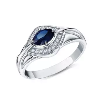 Золотое кольцо с бриллиантами природными и сапфирами природными