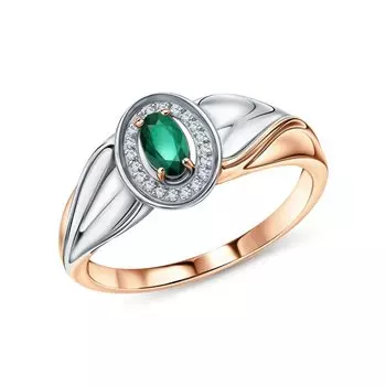 Золотое кольцо с бриллиантами природными и изумрудами природными