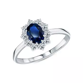 Золотое кольцо с бриллиантами природными и сапфирами природными