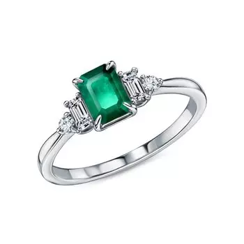 Золотое кольцо с бриллиантами природными и изумрудами природными